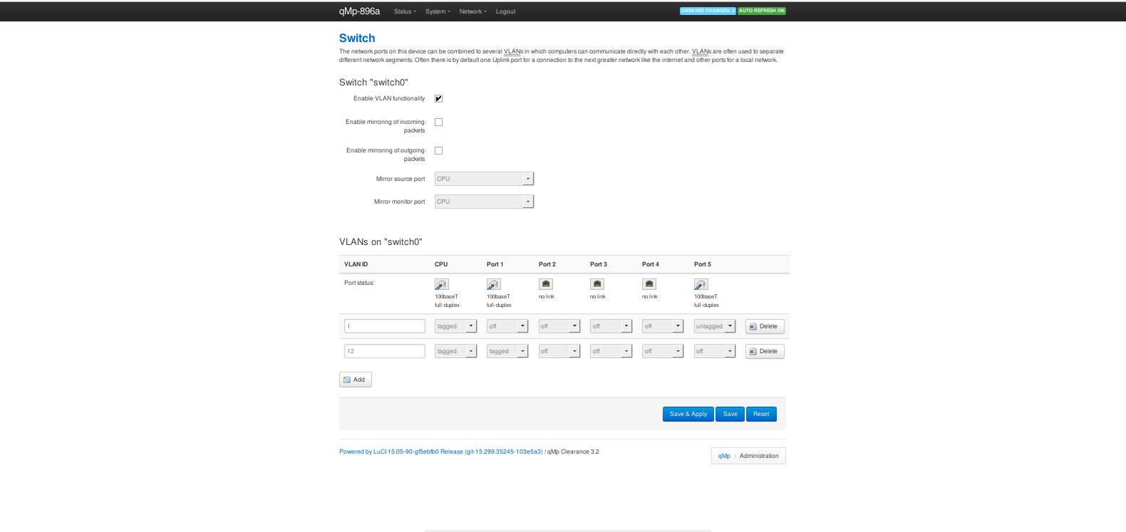 Configuración default de VLAN SWITCH