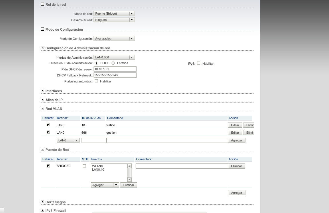 Configuración de VLAN de gestion en Ubiquiti